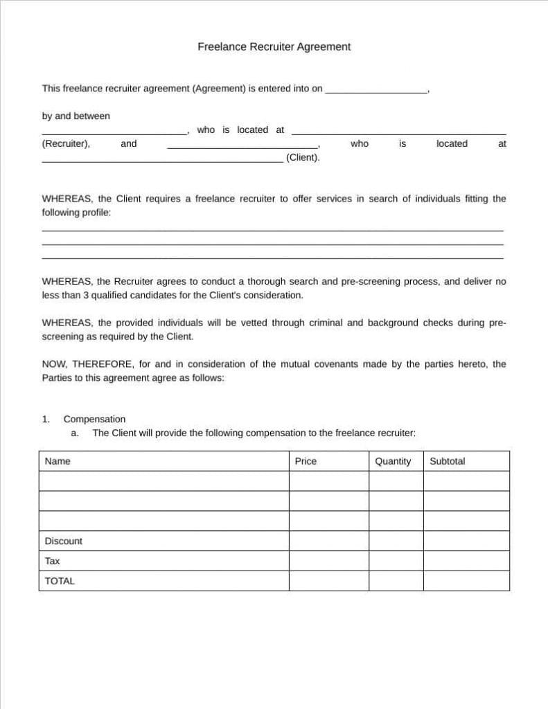 A Recruitment Agreement Template