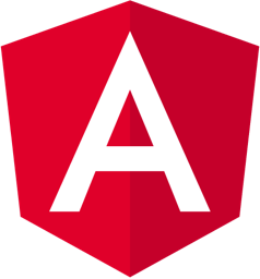 Hire Angular developers, a small white square showing the Angular logo
